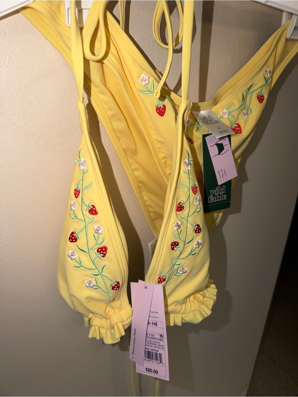 NWT Wild Fable Embroidered Strawberry Bikini Set Yellow Mixed Sizes